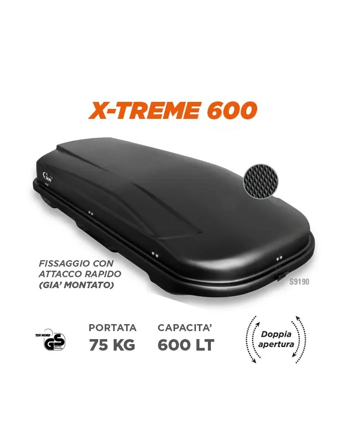 Box da tetto X-Treme 600 Dual-side